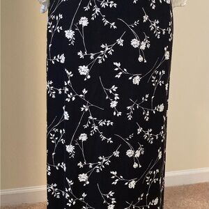Floral Silk Black and White Skirt